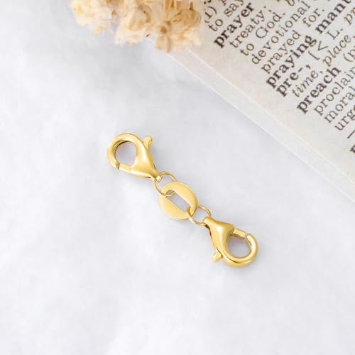 10K Gold Clasp Double Lobster Clasp Necklace Extender Clasp Bracelet Extension Connector for DIY Necklace Bracelet Jewelry Making(Style 6) - size: style 6