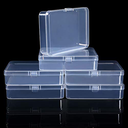 Jetec 6 Pieces Mini Plastic Clear Beads Storage Containers Box for Collecting Small Items, Beads, Jewelry, Business Cards, Game Pieces, Crafts (4.5 x 3.3 x 1.2 Inch) - size: 4.45 x 3.3 x 1.18 Inch
