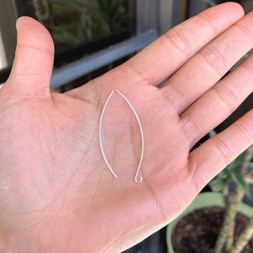 100pcs Adabele Hypoallergenic Tarnish Resistant Marquise Earring Hooks 45mm Long V Shape Silver Ear Wire (Wire 0.7mm/21 Gauge) for DIY Earrings Jewelry Making BF247-1 - color: Silver
