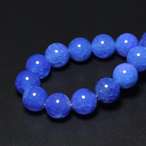 MJDCB Natural Stone Beads 6mm 60pcs Round Blue Dragon Vein Agate Loose Gemstone Bead Charms for Jewelry Making Bracelet Necklace Earring Pendant - color: Blue Dragon Vein Agate, size: 6mm