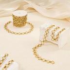 YOUBEIYEE 6.5 Feet Gold Plated Rhombic Link Chains Roll Strong Stainless Steel Chain for Jewelry Making - color: Rhombic Gold
