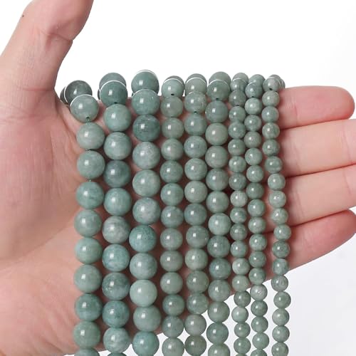 HAAMIIQII 6mm Natural Green Burmese Jade Beads Round Gemstone Loose Beads for Jewelry Making 2 Strands (120-130pcs) - color: Burmese Jade, size: 6mm (120-130pcs)