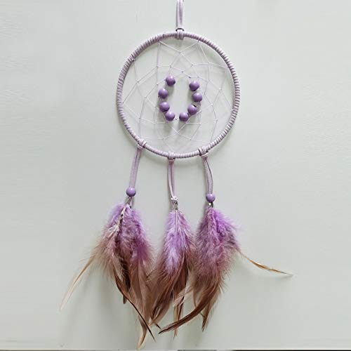 DIY Dream Catcher Beginner Kit, Making Dream Catcher Supplies Include Metal Hoop, Feathers, Faux Suede Cord, Thread, Wood Beads (Lilac) - color: Lilac