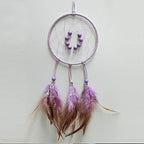 DIY Dream Catcher Beginner Kit, Making Dream Catcher Supplies Include Metal Hoop, Feathers, Faux Suede Cord, Thread, Wood Beads (Lilac) - color: Lilac
