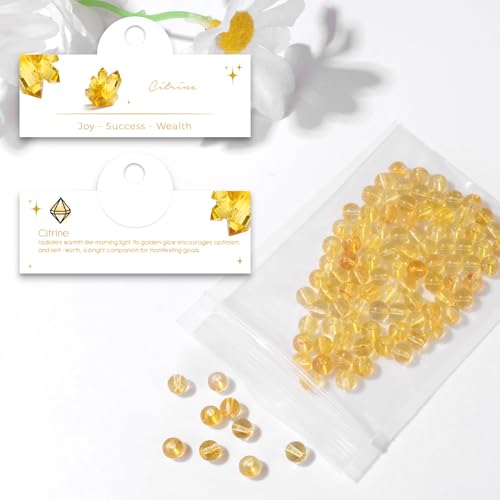 Raicegs 100pcs 6mm Citrine Beads Natural Gemstone Beads Round Loose Beads for Jewelry Making DIY Bracelets Necklace - color: Citrine, size: 6mm Round