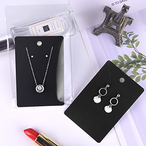 MIAHART 150 Set Earring Display Card with 150 Pcs Self-Seal Bags, Earring Holder Card for Selling DIY Ear Studs, Earrings and Jewelry Display (Black) - color: black