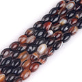 GEM-Inside 6x9mm Natural Brown Botswana Onyx Agate Stone Semi Precious Rice Olive Oval Chakras Beads for Jewelry Making DIY Handmade Craft Supplies 15" - size: Brown-6x9mm