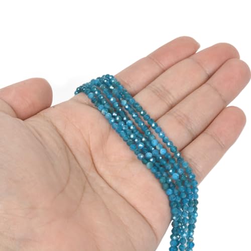 3mm Apatite Faceted Gemstone Round Loose Beads Strand 15.5-16" DIY Jewelry Making - color: Apatite