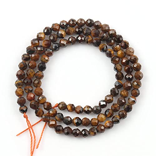 180pcs 2mm Natural Yellow Tiger Eye Gemstone Beads Faceted Round Loose Stone Beads for Jewelry Making - color: Yellow Tiger Eye, size: 1.9-2.4mm