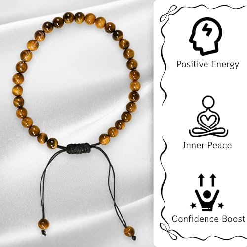 Amazing Gemstone Crystal Anklet Ankle Bracelets for Women - Waterproof Beaded Healing Crystal Anklets, Plus Size Chakra Gemstone Bead Anklet - color: Tigers Eye, style: Plain