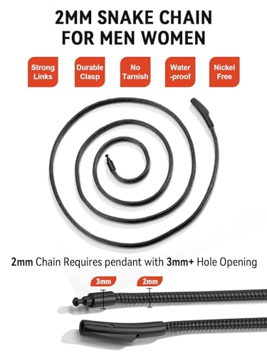 FaithHeart Stainless Steel Chains for Men, Silver/Black/14K Gold Plated Snake/Wheat/Box/Rope/Rolo Chain Necklace 16-30 Inches with Delicate Gift Box - color: 01. Snake Chain-Black, size: Length 30 Inches