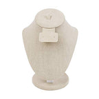 MOOCA Linen Covered Wood Jewelry Display Necklace Chain Jewelry Bust Stand, Necklace Display Mannequin Bust, 8 7/8" in Height, Tan Linen - color: Tan Linen