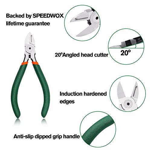 SPEEDWOX Wire Flush Cutters 6 Inch Precision Side Cutter Wire Cutter Pliers with Spring Functional Precision Tools for Cutting Electronics Wires Handmade and Any Clean Cut Needs - size: 6"