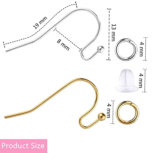 Earring Hooks, 600pcs Hypoallergenic Earrings Making kit(Silver and Gold) Earrings Finding Component Accessories,Earring Backs,Jump Rings for Jewelry Making DIY Craft
