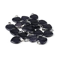 LE SKY 20 Pcs natural stone pendants heart shape healing stone charms for jewelry making - color: blue sand