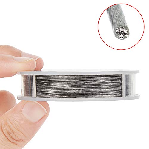 BENECREAT 7 Strands 260FT 0.38MM Stainless Steel Bead String Wire Tarnish Resistant Steel Wire for Necklace Bracelet Making - color: Stainless Steel, size: 0.38mm - 7 Strands
