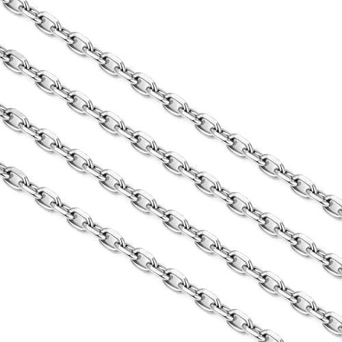 Cadikez 24PCS Stainless Steel Rolo Cable Chain Necklace Bulk, 1.5mm 18inch Stainless Steel Finished Oval Cable Link Chains for Necklace Jewelry Making - color: 1.5mm Stainless Steel