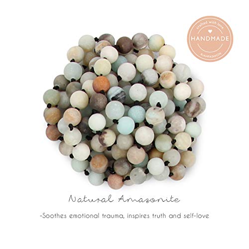 Bead Strand Versatile 60" Long Wrap Necklace - Handmade Knotted Multi Layer Sparkly Crystal, Semi Precious Natural Stone, Lava, Glass Faux Pearl - color: Natural Stone Bead - Amazonite