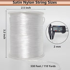LUSTEMBER 2 mm x 330 Feet Satin Nylon Cord, Silky Smooth Nylon String for Jewelry Making Bracelet Necklaces Beading Thread Rattail Macrame Kumihimo Chinese Knot Craft - size: White