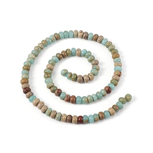 Cheriswelry 102pcs/Strand 6mm Rondelle Natural Aqua Terra Jasper Stone Beads Tiny Gemstone Loose Spacer Abacus Beads for DIY Earring Bracelet Necklace Craft Jewelry Making Supplies - color: Natural Aqua Terra Jasper