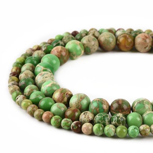 8mm Fruit Green Sea Sediment Imperial Jasper Round Gemstone Natural Stone Loose Beads for Jewelry Making Design Crafts 45 Pcs 15 Inch - color: Fruit Green, size: 8mm