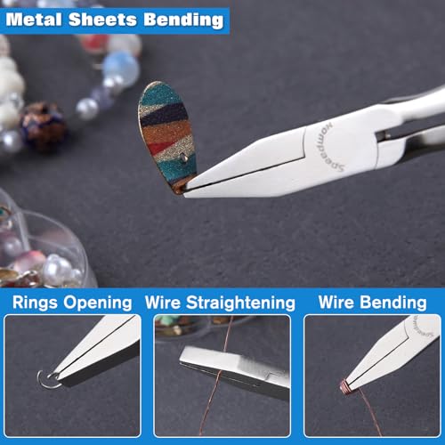 SPEEDWOX Long Reach Flat Nose Pliers 6 Inches Precision Duck Bill Fine Pliers for Hard to Reach Narrow Spaces Smooth Jaws High Leverage Reduce Efforts Non-slip Handles Small Plier Thin Professional - style: Flat Nose Pliers