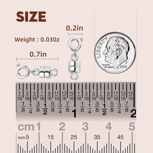 Magnetic Clasps for Necklaces Strong Magnetic Necklace Clasps and Closures, 14K Gold and Silver Bracelet Converter for Women - color: 12Pcs Silver