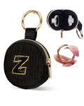 Mini Travel Ring Holder Keychain, Portable Corduroy Jewelry Ring Holder Pouch with Letter, Small Earrings Case for Gym Sports Bag Purse (Z, Black) - style: Z