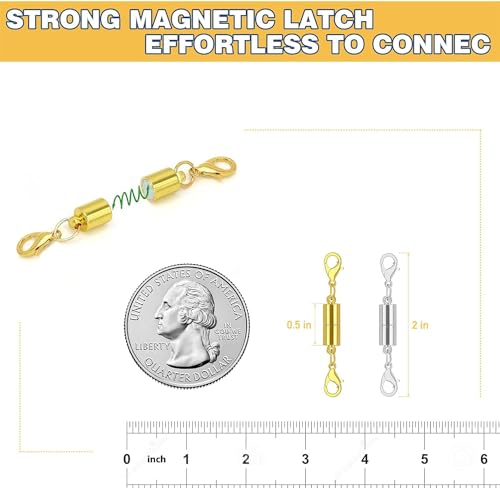 12 Pack Magnetic Necklace Clasps and Closures. Necklace Jewelry Extender with Strong Magnet. for Jewelry Necklace Bracelet Making. Gold and Silver Plating (12Pcs | Silver Cylinder) - color: 12Pcs | Silver Cylinder