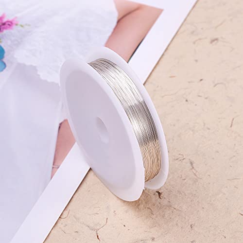 1 Roll 82.02 Feet(25m) 32 Gauge Round Copper Jewelry Bendable Wire Long-Lasting Plated Jewelry Wire Soft Artistic Wires Copper Metal Beading for Jewelry Making Crafts,Silver Color Plated - color: 32 Gauge,Silver Color Plated