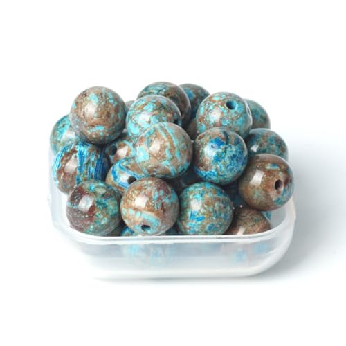 100Pcs Natural Stone 6mm Blue Pattern Agate Round Loose Gemstone Energy Healing Beads Hole Size 1mm DIY Smooth Beads for Bracelet Necklace Earrings Jewelry Making - color: Blue Pattern Agate, size: 6mm
