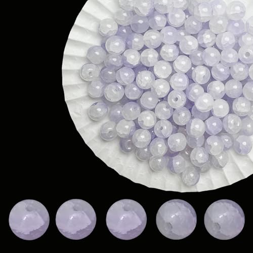 8mm Crackle Glass Beads for Jewelry Making, 700Pcs Round Crystal Beads for Bracelets, DIY Crafts (Lavender Crackle) - color: Lavender Crackle