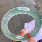Natural Light green Jade bangle Round Bracelet for Women attract Good Luck Wealth Prosperity Feng Shui Jewelry Gift - size: 60mm