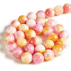 60pcs 6mm Pink Yellow Jade Beads Natural Gemstone Beads Round Loose Beads for Jewelry Making - color: Pink Yellow Jade, size: 6mm