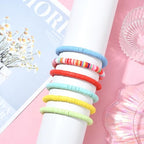Ornaland 12 Pcs Hei Shi Surfer Bracelets Friendship Bracelets Clay Bead Bracelets Polymer Stretch Bracelet Stackable Bracelet Set Women Summer inner diameter of the bracelet is about 6.5~7cm