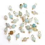 Beadia Natural Faceted Cube Stone Charms 4mm 30pcs with Untarnish Metal Accessories Loose Square Beads for DIY Jewelry Making - color: Amazonite