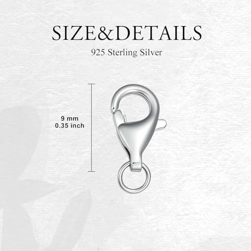 925 Sterling Silver Lobster Clasp for DIY Necklace Bracelet Jewelry Making, Double Spring Clasp with Closed Jump Rings, Necklace Extender Clasp Connector Bracelet Extension (Style 4) - style: Style 4
