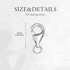 925 Sterling Silver Lobster Clasp for DIY Necklace Bracelet Jewelry Making, Double Spring Clasp with Closed Jump Rings, Necklace Extender Clasp Connector Bracelet Extension (Style 6) - style: Style 6