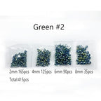 415pcs Rondelle Crystal Glass Beads 2mm 4mm 6mm 8mm Mixed Sizes, Faceted Briolette Spacer Czech Seed Loose Beads for DIY Jewelry Making (Green 2) - color: Green 2