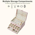 3 Layer Jewelry Box with Lock, Women Large Jewelry Holder Organizer with Drawer for Necklaces, Rings, Bracelets, Earrings, Watches, Valentines Gift for Mom Girl Wife,(Pink) - color: Pink
