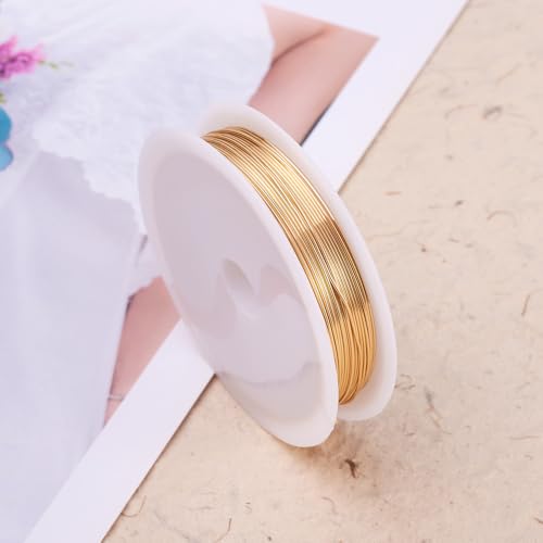 1 Roll 20.34 Feet(6.2m) 24 Gauge Round Copper Jewelry Bendable Wire Long-Lasting Plated Jewelry Wire Soft Artistic Wires Copper Metal Beading for Jewelry Making Crafts,KC Gold - color: 24 Gauge,KC Gold