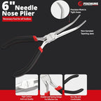 6" Long Needle Nose Pliers Bent 45° - Mini Jewelry Plier for Wire Wrapping, Handmade Craft, Non-Serrated with insulated Comfort Grip