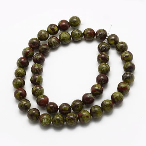 62Pcs Natural Dragon Blood Beads 6mm Round Gemstone Beads Smooth Stone Loose Bead for DIY Bracelets Necklace Earrings Jewelry Making - color: Natural Dragon Blood, size: 6mm