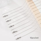 GTVOODX 10pcs Silver Adjustable Necklace Chain Stainless Steel Link Cable Chain Bulk with Needle Threader Lobster Clasps for Jewelry Making - color: Silver Cable