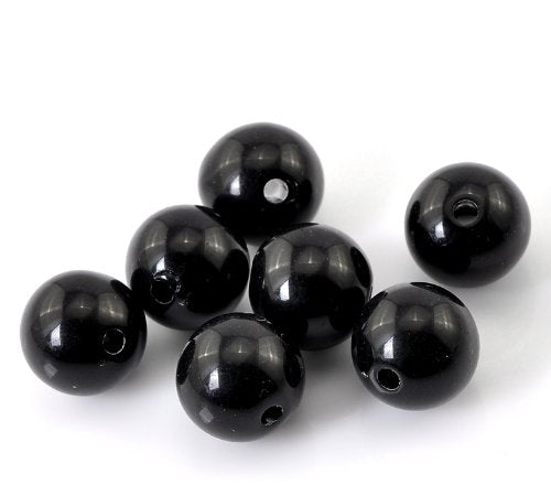 300 Round Black and White Acrylic Beads 12mm Diameter with 2mm Hole - color: Black and White, size: 12mm