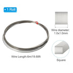 PATIKIL Soft Nickel Silver Wire, 1Pcs 18Gauge/1.0x1.0mm Diameter 6m/19.68ft Square Craft Wire for Jewelry Making Beading Wires Wrapping - size: 18Gauge