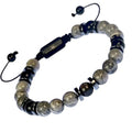 Mens Beaded Bracelet - Stone Jewelry, Black Onyx Hematite Bracelets, Mens Accessories, Adjustable - style: Ashen Vein
