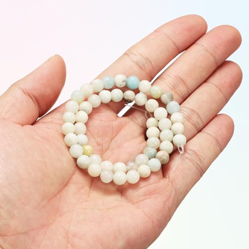 HARFINGTON 50pcs Natural Stone Beads 6mm River B Round Gemstone Stone Loose Beading Real Genuine Smooth Balls Bead for Jewelry Making Bracelets Necklace Earrings DIY - color: River Stone B, size: 6mm