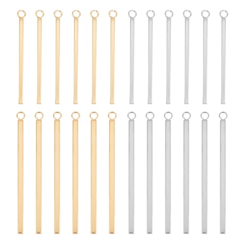 UNICRAFTALE Metal Bar Charms Stainless Steel Bar Pendants Golden & Stainless Steel Color Charms Metal Necklace DIY Pendant for Earrings Jewelry Making