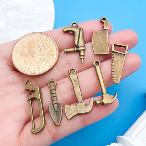 Youdiyla 80pcs Alloy Ancient Cyan Father's Day Series New Tool Set Pendant Jewelry Making DIY Keychain Earrings Pendant Various Design Charms for Jewelry Making Bracelets Necklace (SN901) - color: SN901
